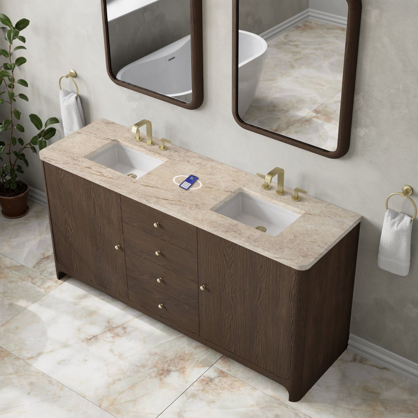 
                  
                    Gracyn 72" Double Vanity in Sable Double Bathroom Vanity James Martin Vanities FreePower-Enabled Tajnar Eclos 
                  
                