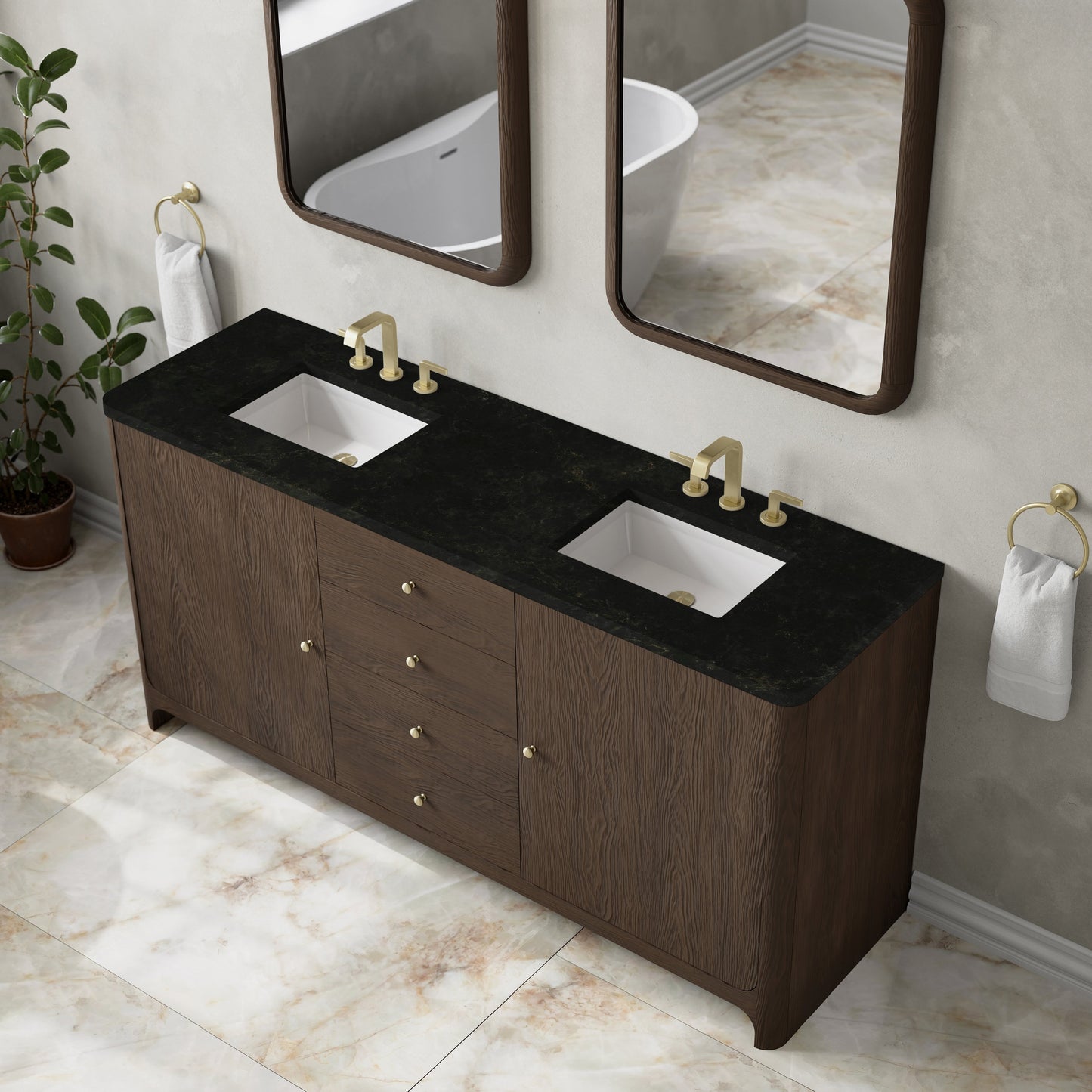 
                  
                    Gracyn 72" Double Vanity in Sable Double Bathroom Vanity James Martin Vanities Phantome Eclos 
                  
                