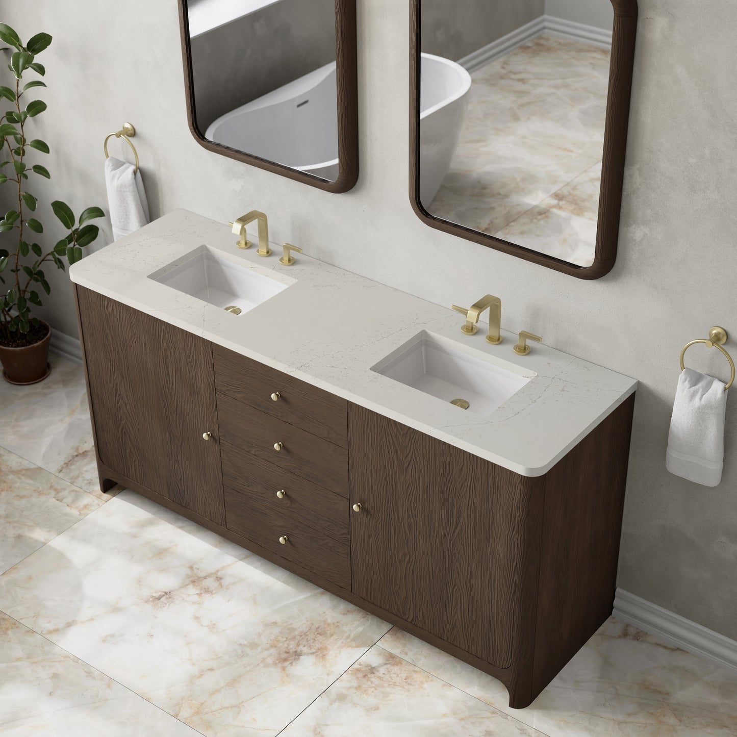 
                  
                    Gracyn 72" Double Vanity in Sable Double Bathroom Vanity James Martin Vanities Siberian Silestone 
                  
                