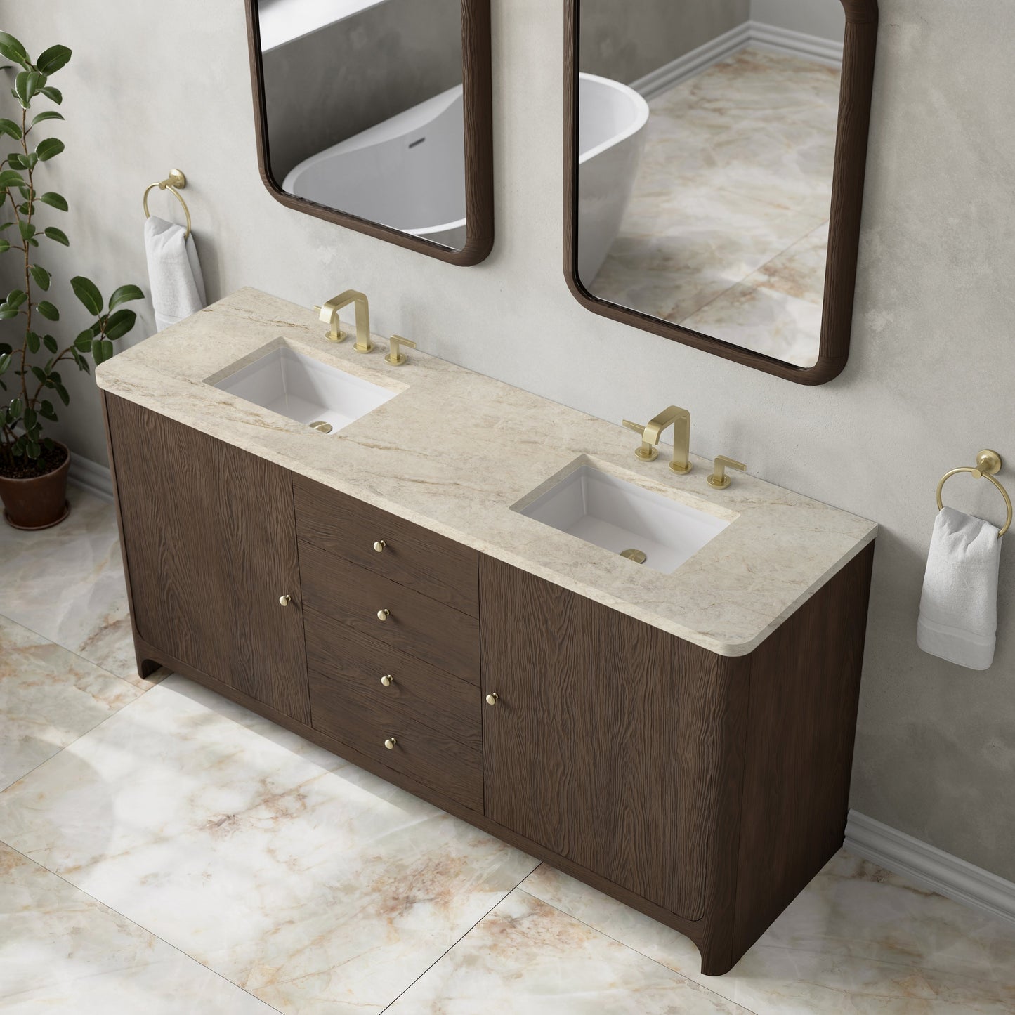 
                  
                    Gracyn 72" Double Vanity in Sable Double Bathroom Vanity James Martin Vanities Tajnar Eclos 
                  
                