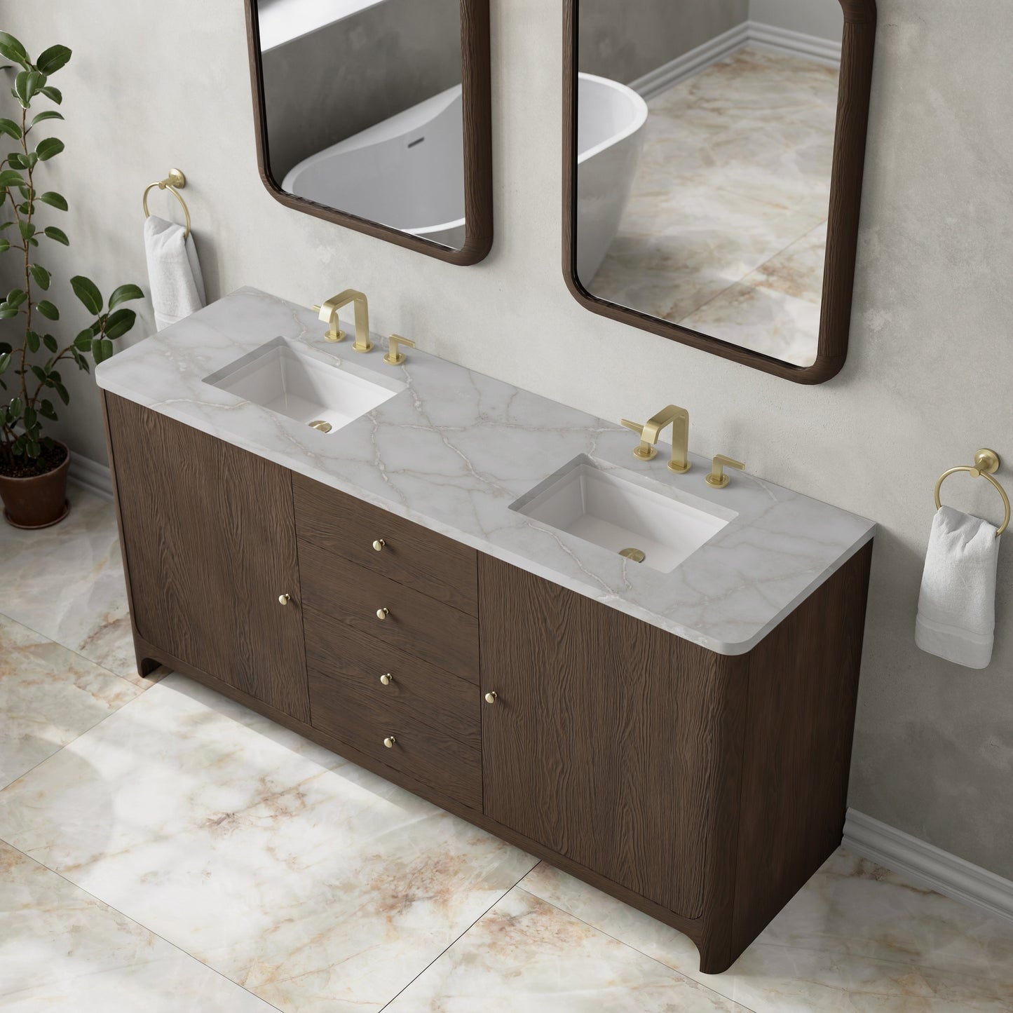 
                  
                    Gracyn 72" Double Vanity in Sable Double Bathroom Vanity James Martin Vanities Victorian Silver Silestone 
                  
                