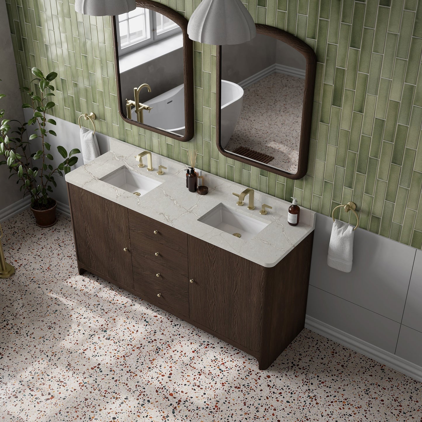 
                  
                    Gracyn 72" Double Vanity in Sable Double Bathroom Vanity James Martin Vanities Victorian Silver Silestone 
                  
                
