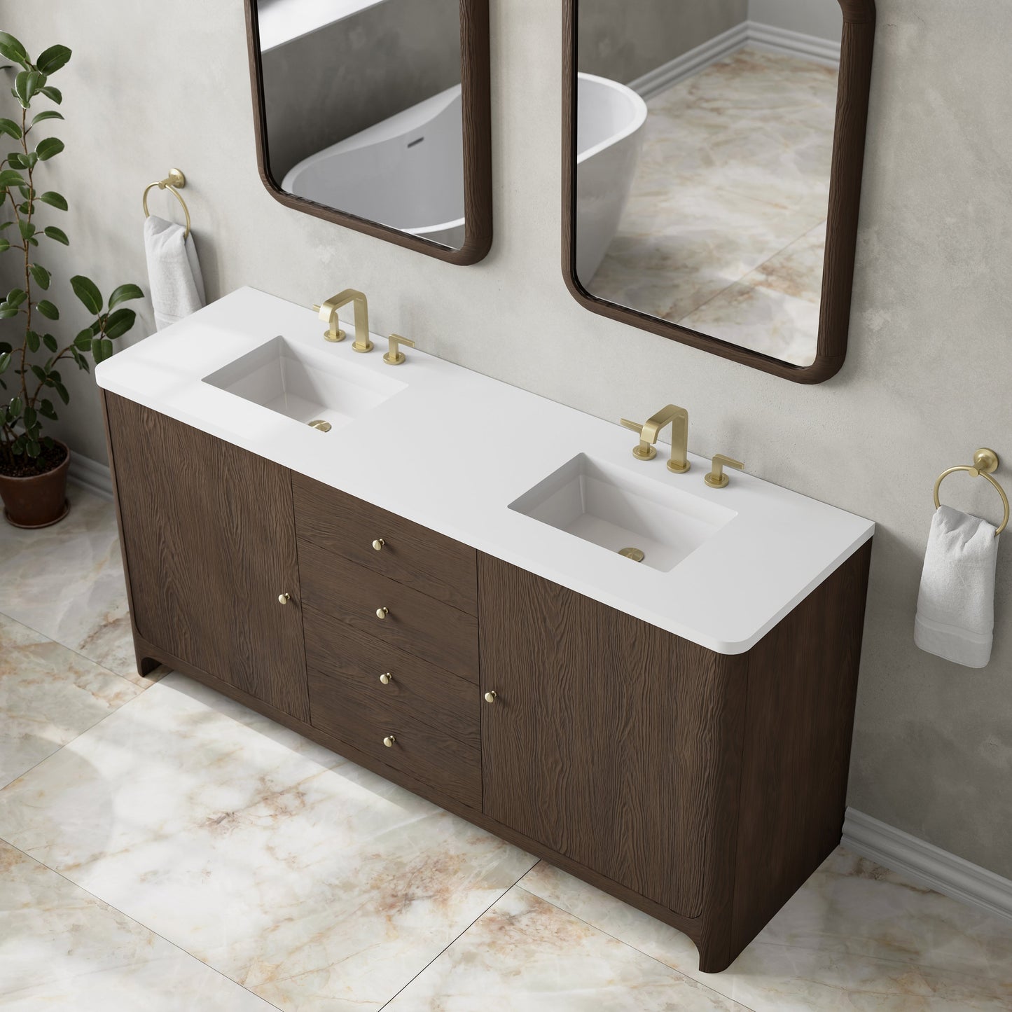 
                  
                    Gracyn 72" Double Vanity in Sable Double Bathroom Vanity James Martin Vanities White Zeus Silestone 
                  
                