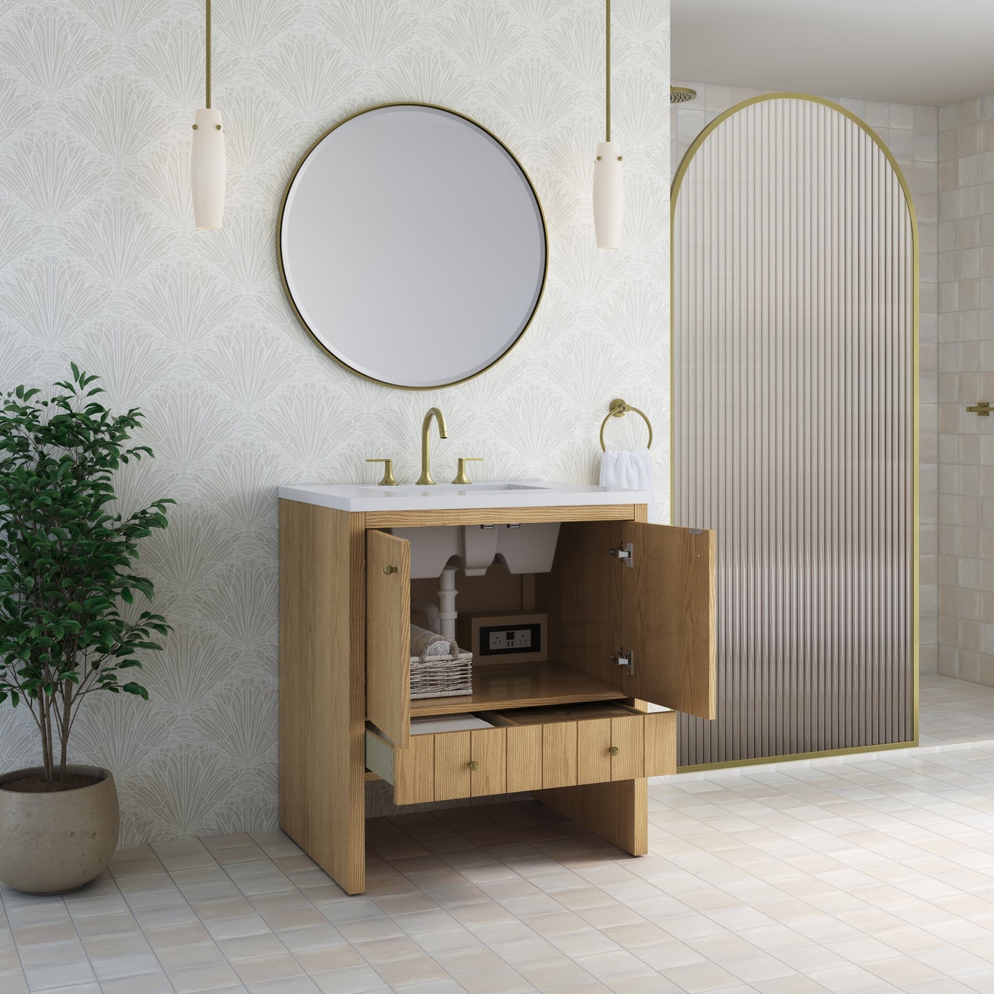 
                  
                    Hudson 30" Single Vanity in Light Natural Oak Single Bathroom Vanity James Martin Vanities 
                  
                