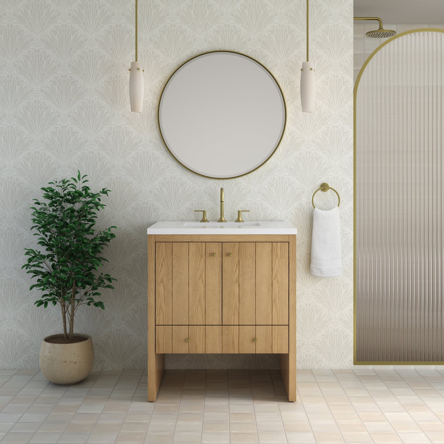 Hudson 30" Single Vanity in Light Natural Oak Single Bathroom Vanity James Martin Vanities 