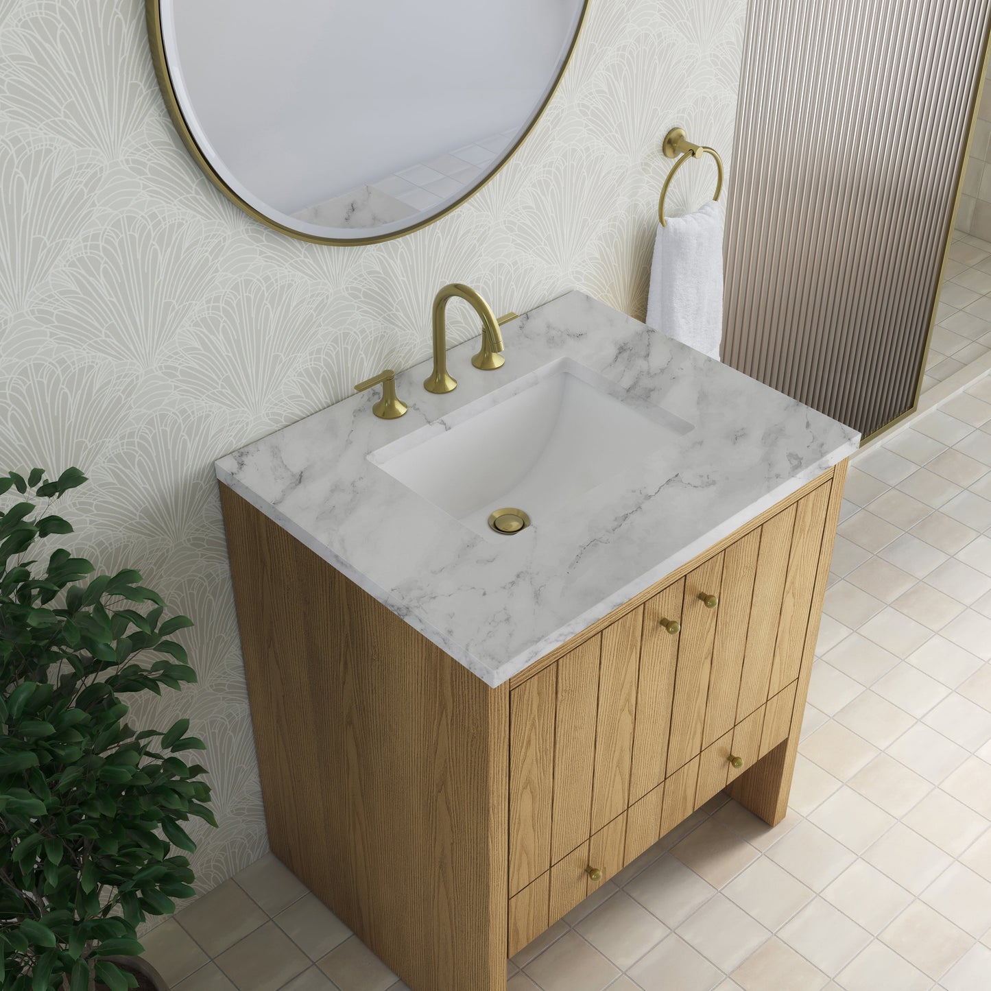 
                  
                    Hudson 30" Single Vanity in Light Natural Oak Single Bathroom Vanity James Martin Vanities Carrara White Marble 
                  
                