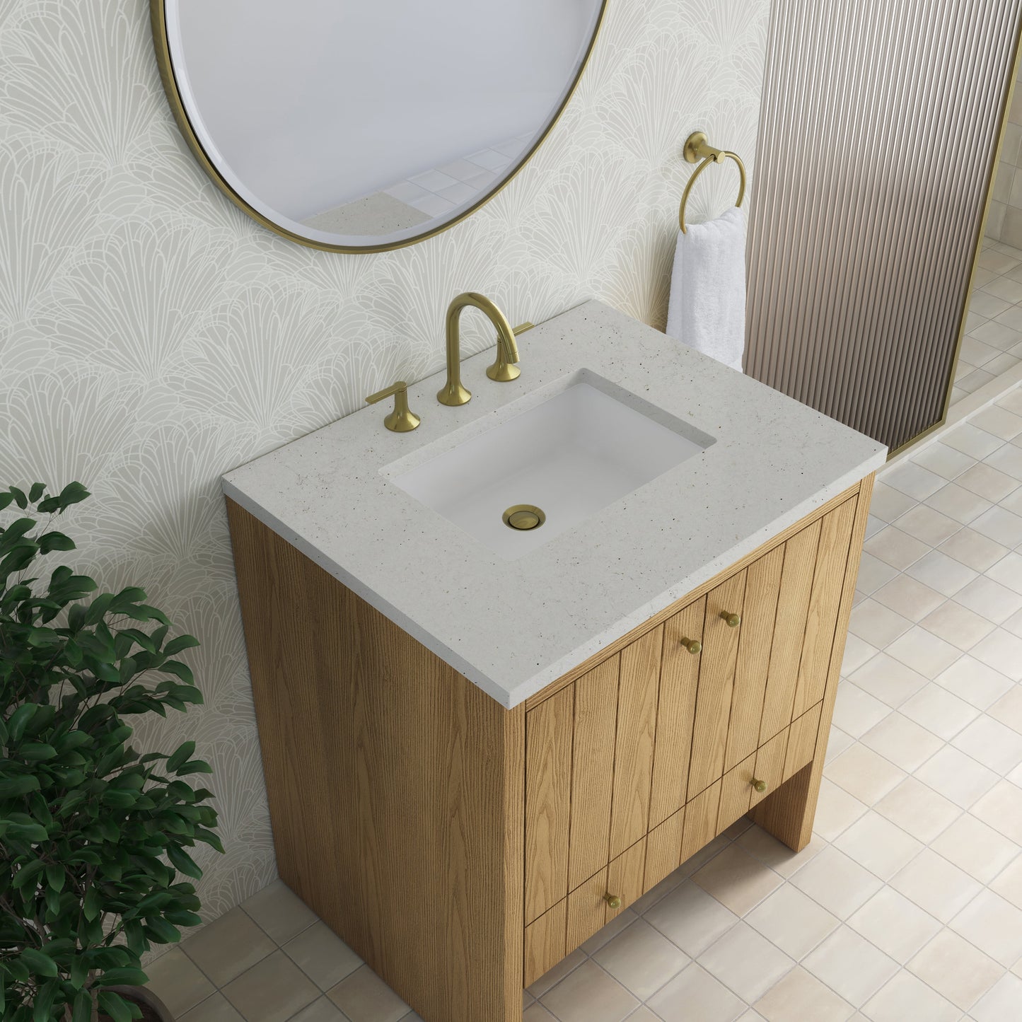 
                  
                    Hudson 30" Single Vanity in Light Natural Oak Single Bathroom Vanity James Martin Vanities Lime Delight Silestone 
                  
                