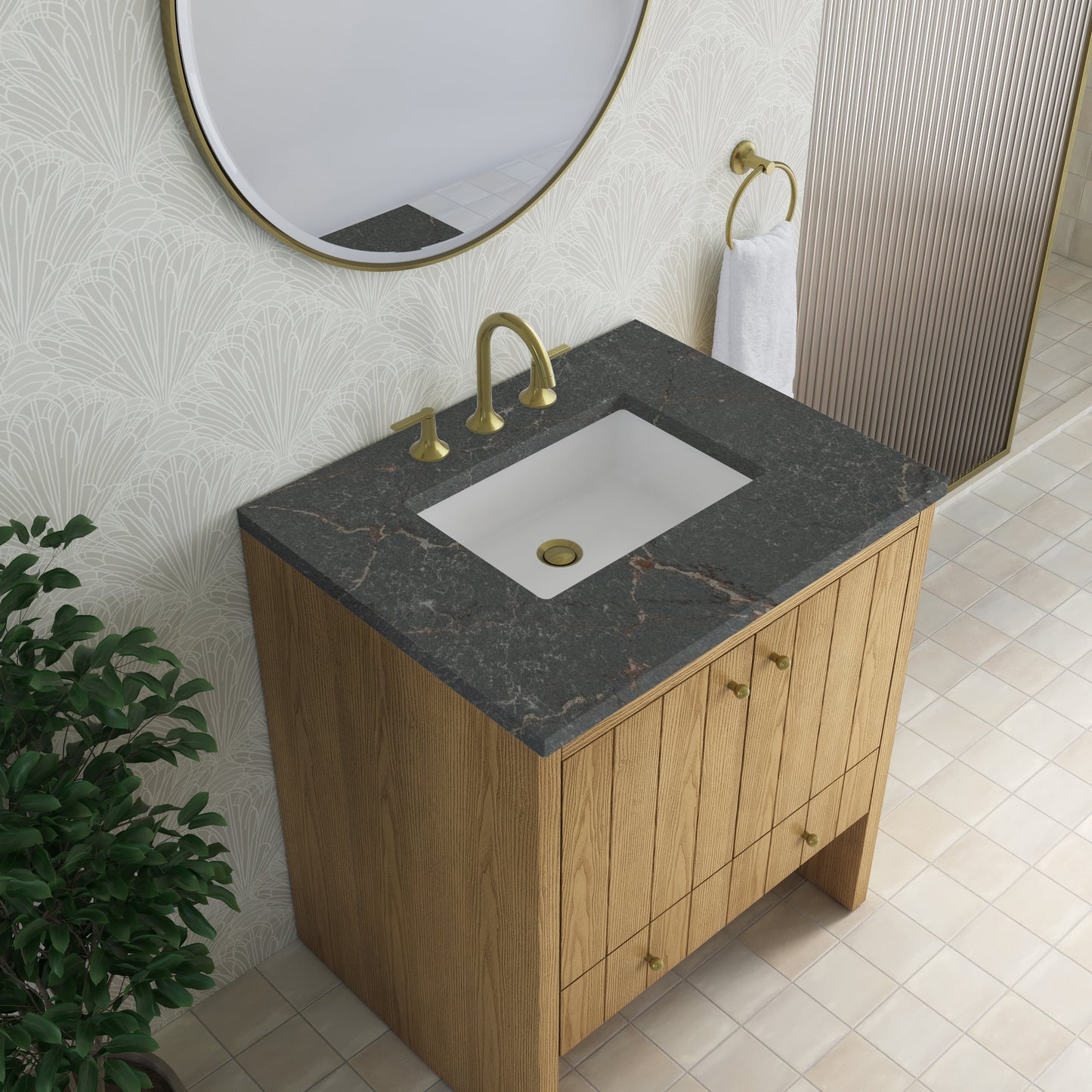 
                  
                    Hudson 30" Single Vanity in Light Natural Oak Single Bathroom Vanity James Martin Vanities Parisien Bleu Silestone 
                  
                