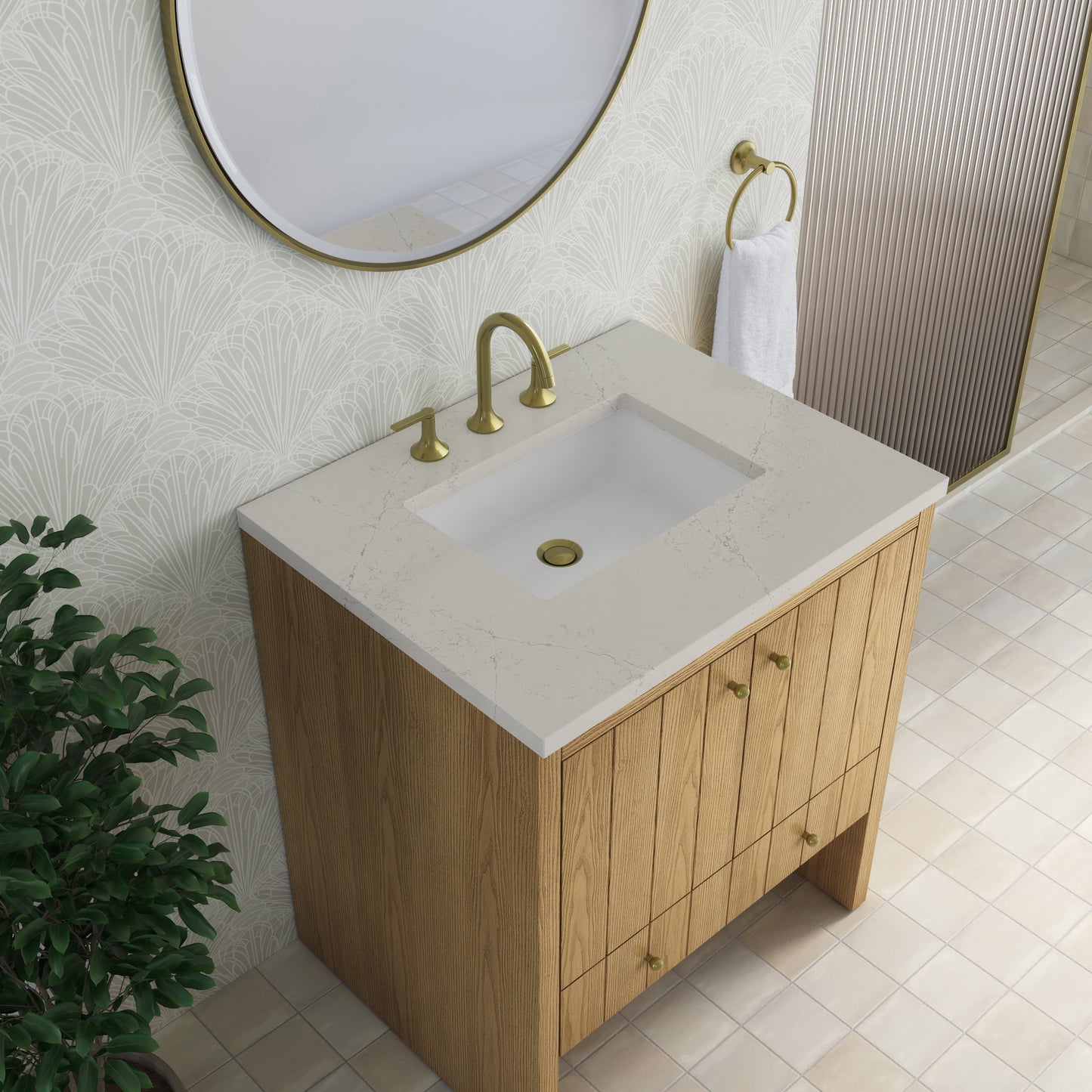 
                  
                    Hudson 30" Single Vanity in Light Natural Oak Single Bathroom Vanity James Martin Vanities Siberian Silestone 
                  
                