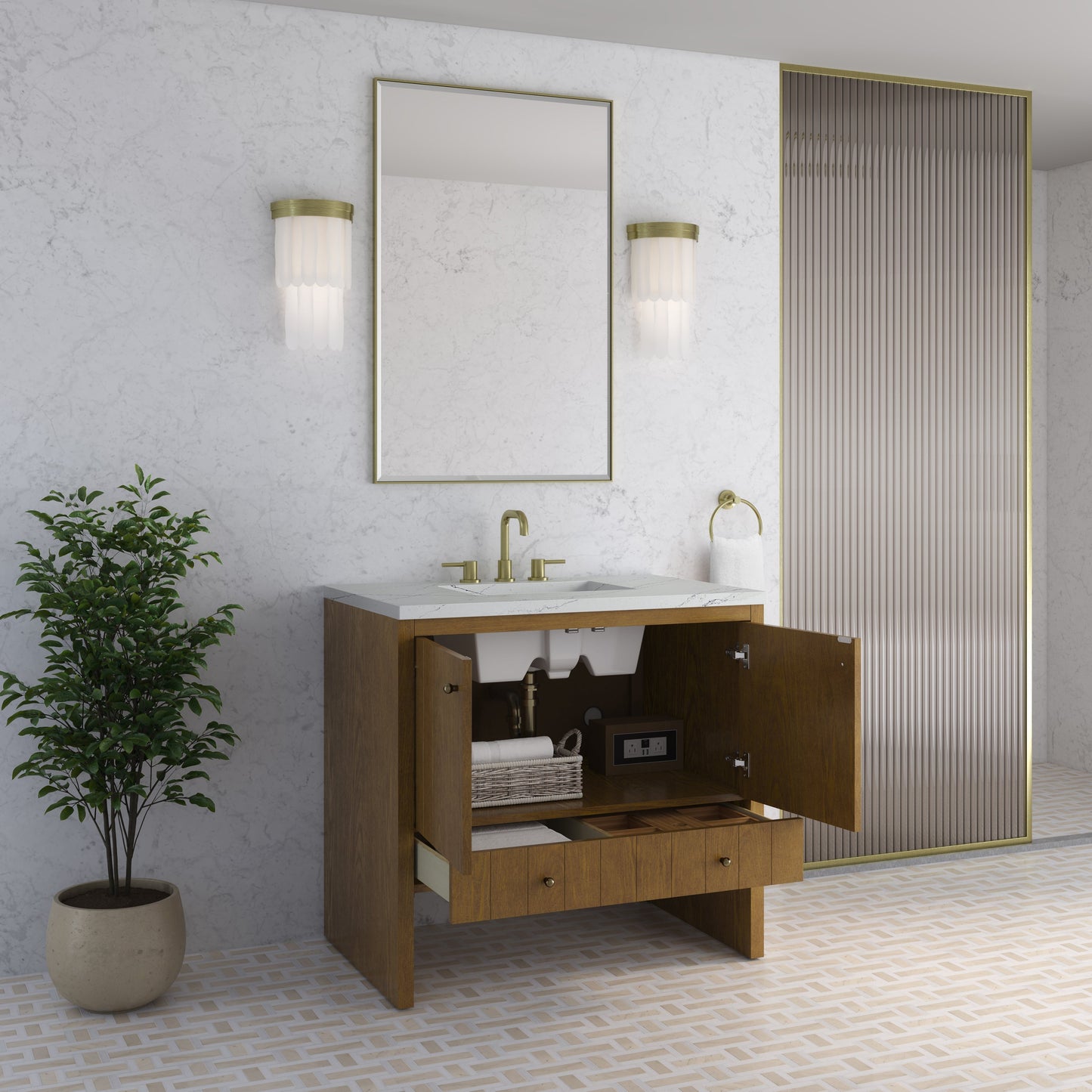 
                  
                    Hudson 36" Single Vanity in Honey Oak Single Bathroom Vanity James Martin Vanities 
                  
                