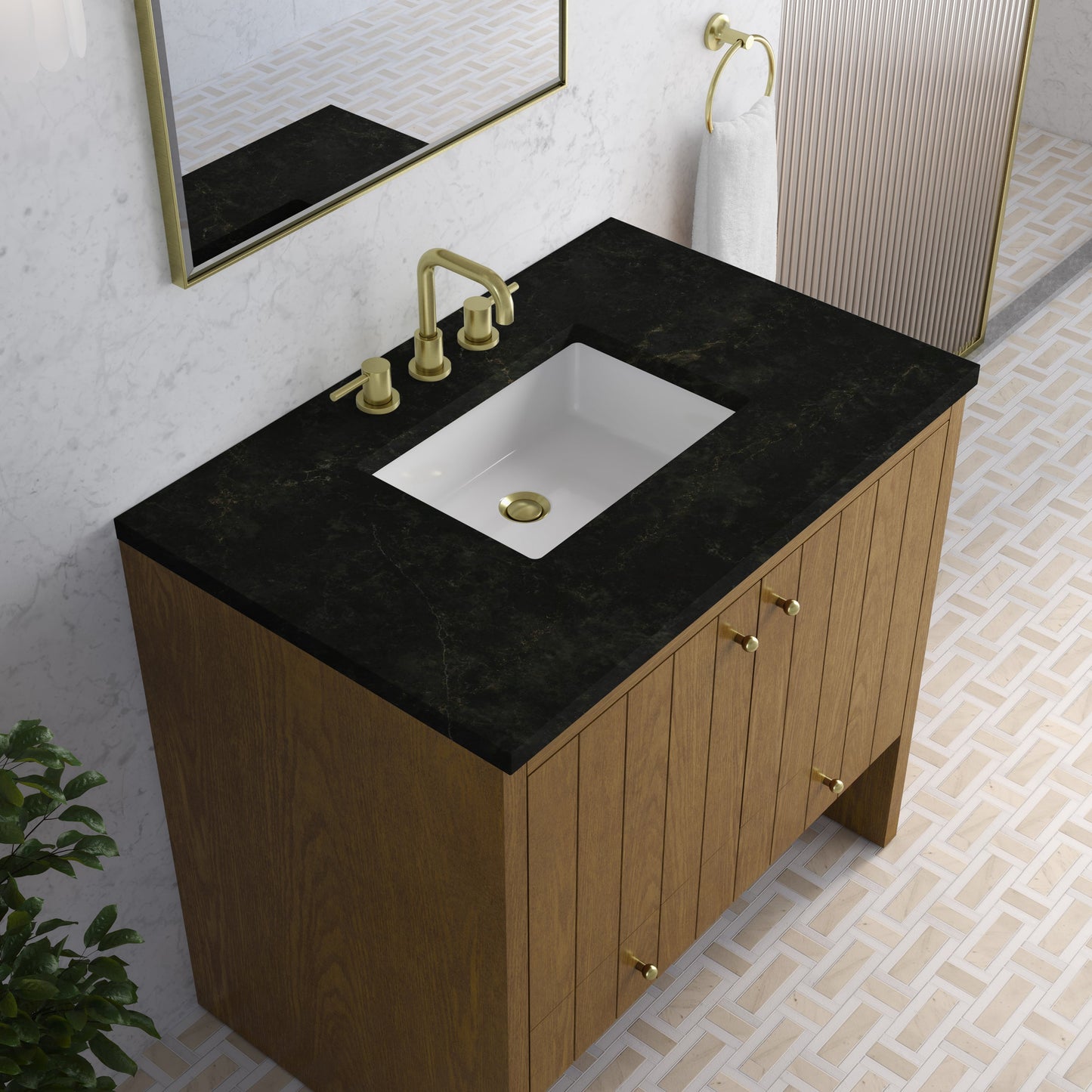 
                  
                    Hudson 36" Single Vanity in Honey Oak Single Bathroom Vanity James Martin Vanities Phantome Eclos 
                  
                