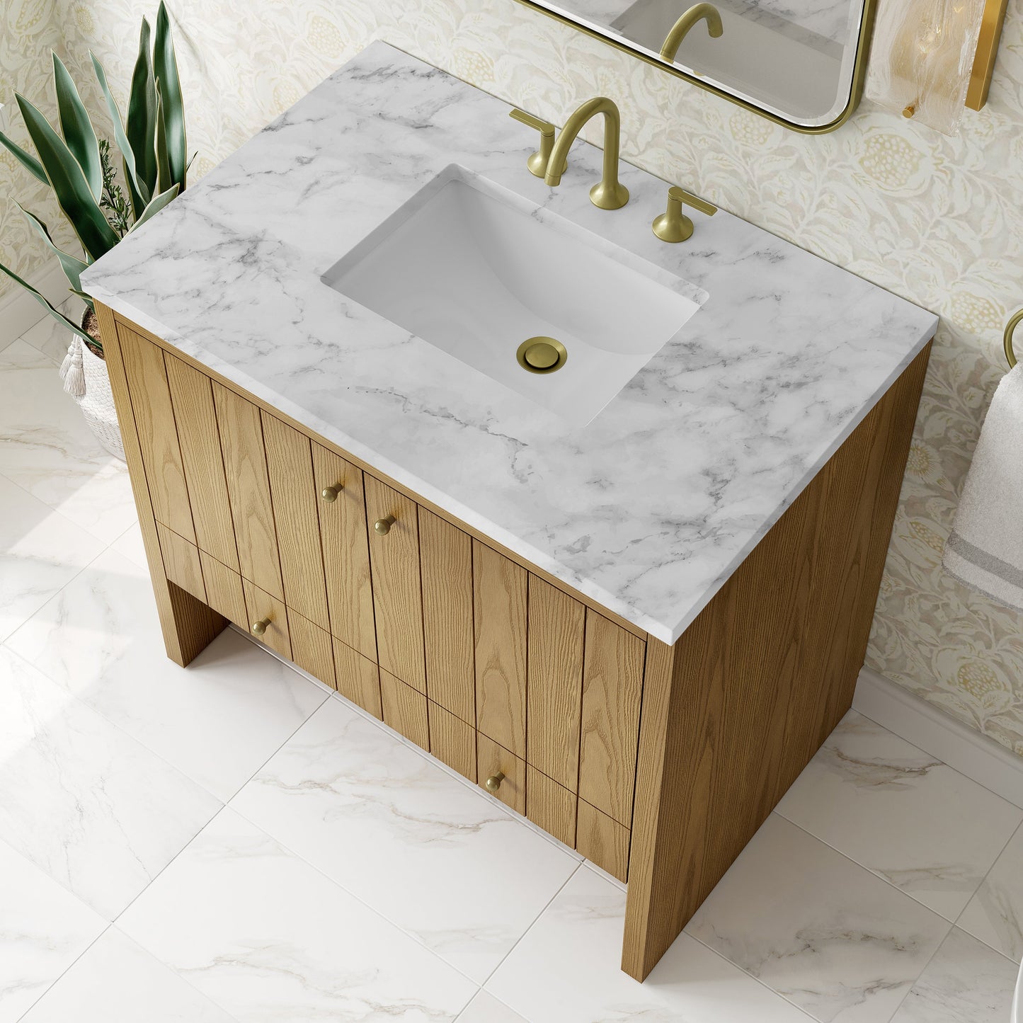 
                  
                    Hudson 36" Single Vanity in Light Natural Oak Single Bathroom Vanity James Martin Vanities Carrara White Marble 
                  
                