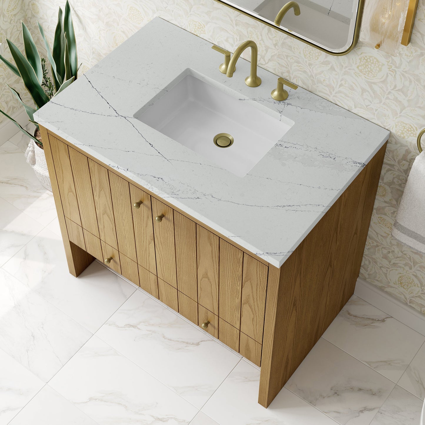 
                  
                    Hudson 36" Single Vanity in Light Natural Oak Single Bathroom Vanity James Martin Vanities Ethereal Noctis Silestone 
                  
                
