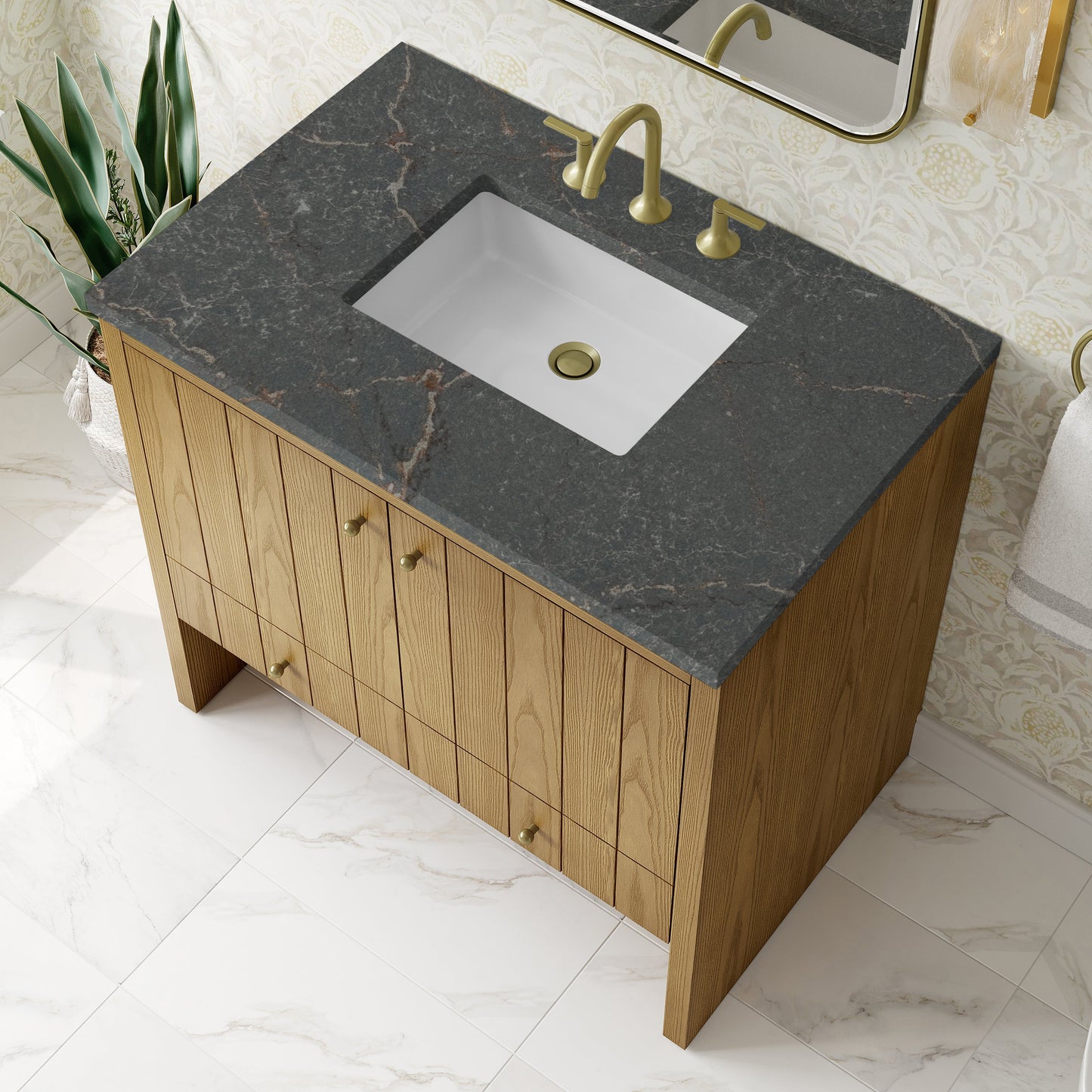 
                  
                    Hudson 36" Single Vanity in Light Natural Oak Single Bathroom Vanity James Martin Vanities Parisien Bleu Silestone 
                  
                
