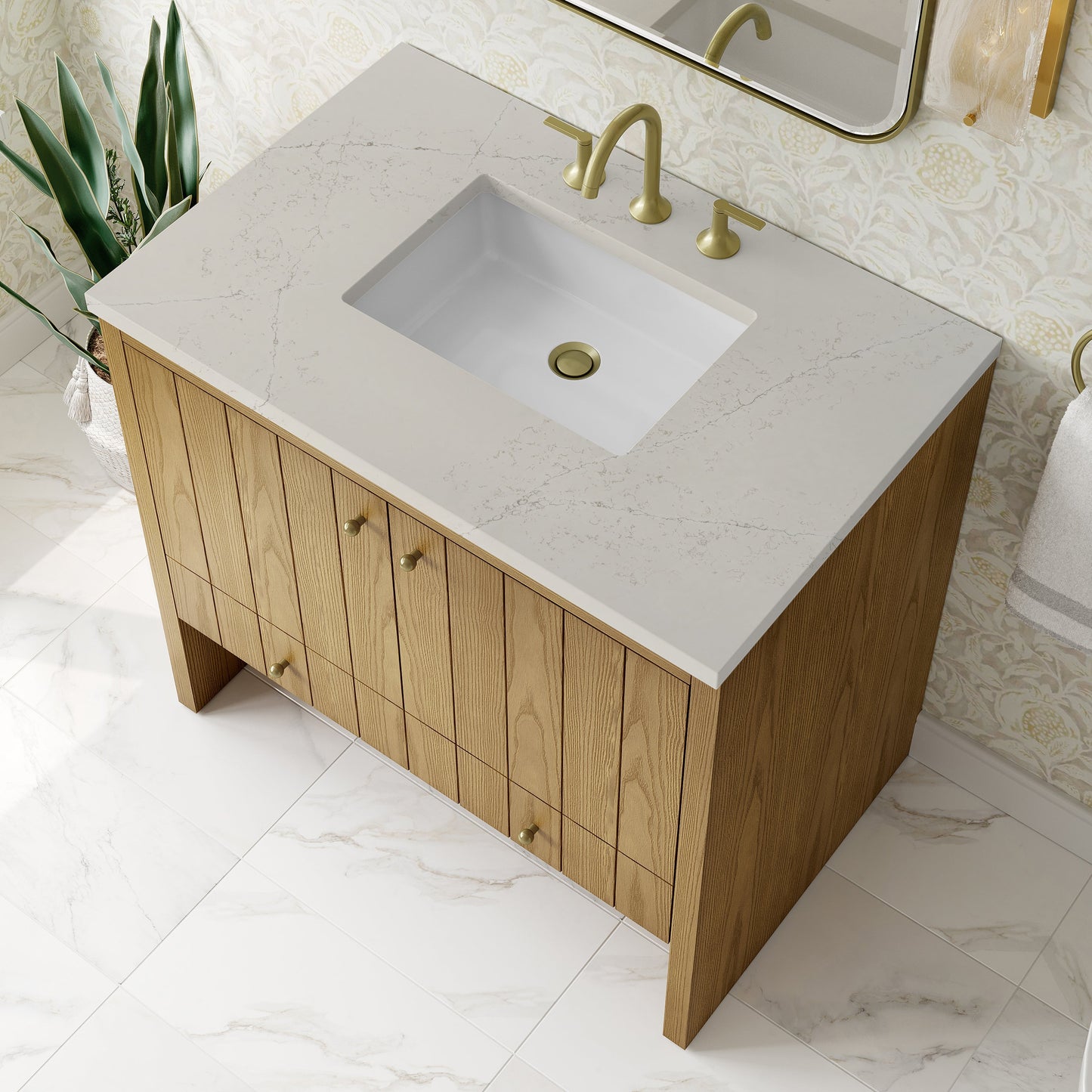 
                  
                    Hudson 36" Single Vanity in Light Natural Oak Single Bathroom Vanity James Martin Vanities Siberian Silestone 
                  
                
