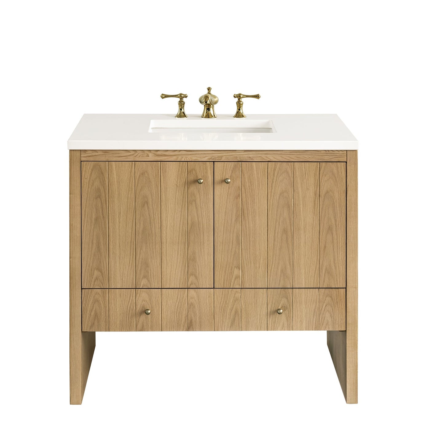 
                  
                    Hudson 36" Single Vanity in Light Natural Oak Single Bathroom Vanity James Martin Vanities White Zeus Silestone 
                  
                