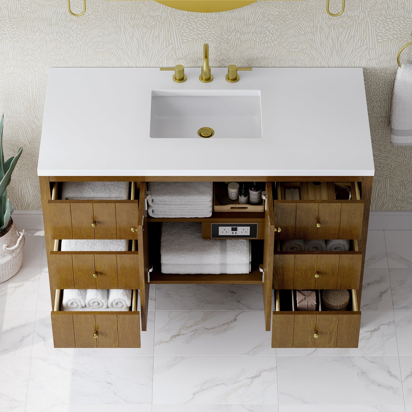 
                  
                    Hudson 48" Single Vanity in Honey Oak Single Bathroom Vanity James Martin Vanities 
                  
                