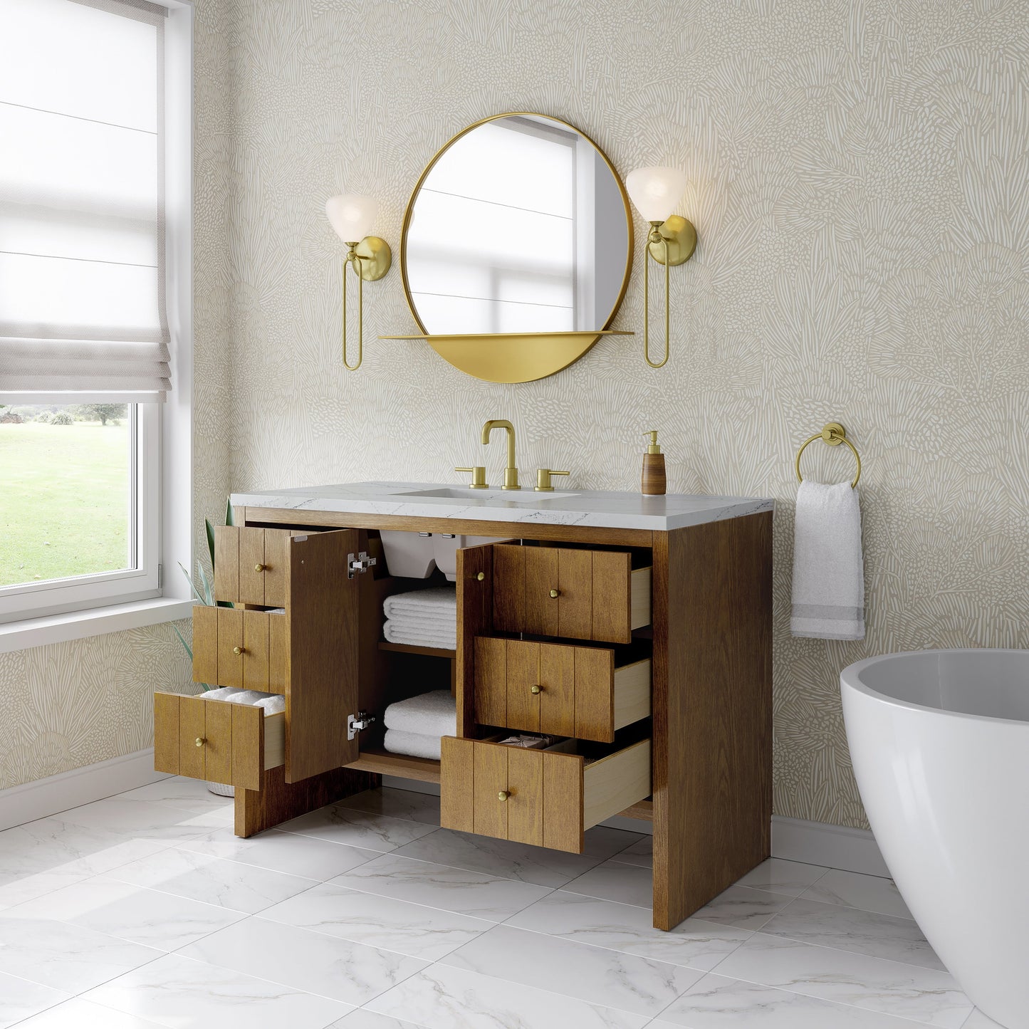 
                  
                    Hudson 48" Single Vanity in Honey Oak Single Bathroom Vanity James Martin Vanities 
                  
                