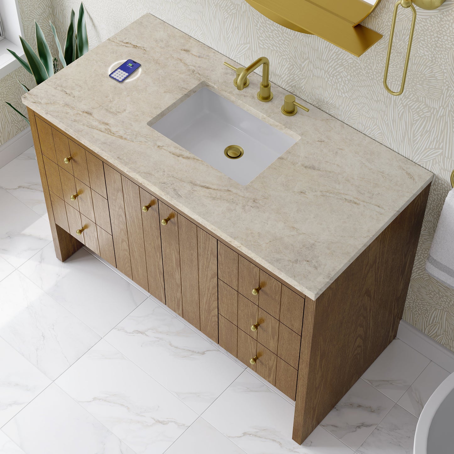 
                  
                    Hudson 48" Single Vanity in Honey Oak Single Bathroom Vanity James Martin Vanities FreePower-Enabled Tajnar Eclos 
                  
                
