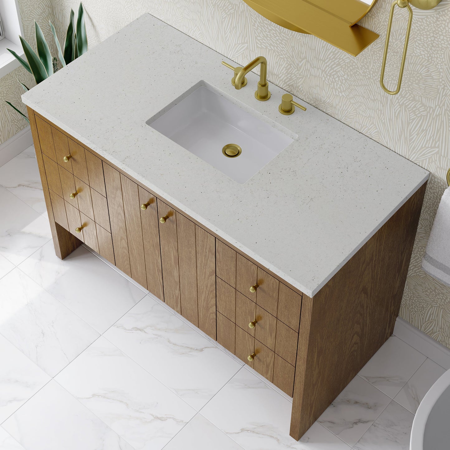 
                  
                    Hudson 48" Single Vanity in Honey Oak Single Bathroom Vanity James Martin Vanities Lime Delight Silestone 
                  
                