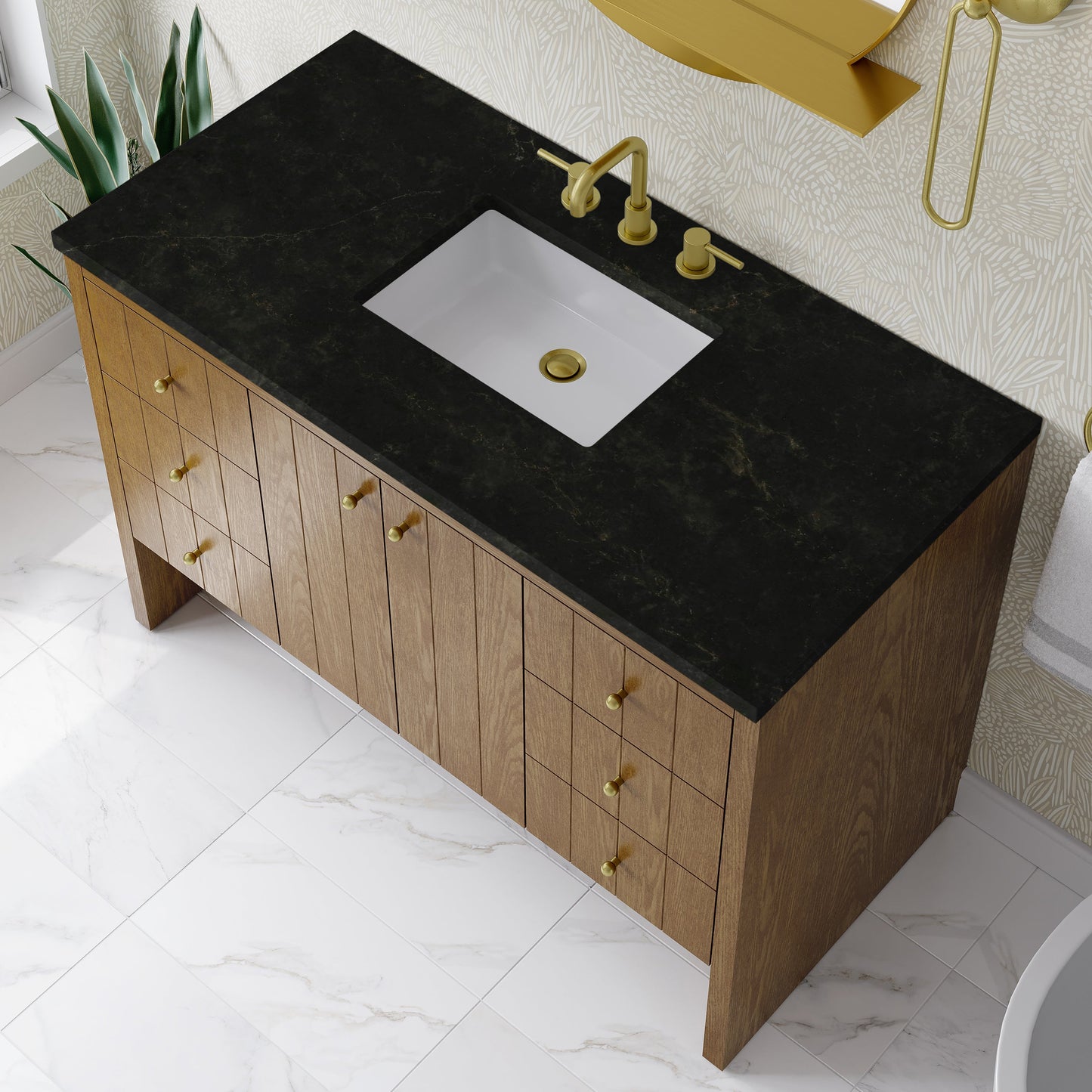 
                  
                    Hudson 48" Single Vanity in Honey Oak Single Bathroom Vanity James Martin Vanities Phantome Eclos 
                  
                