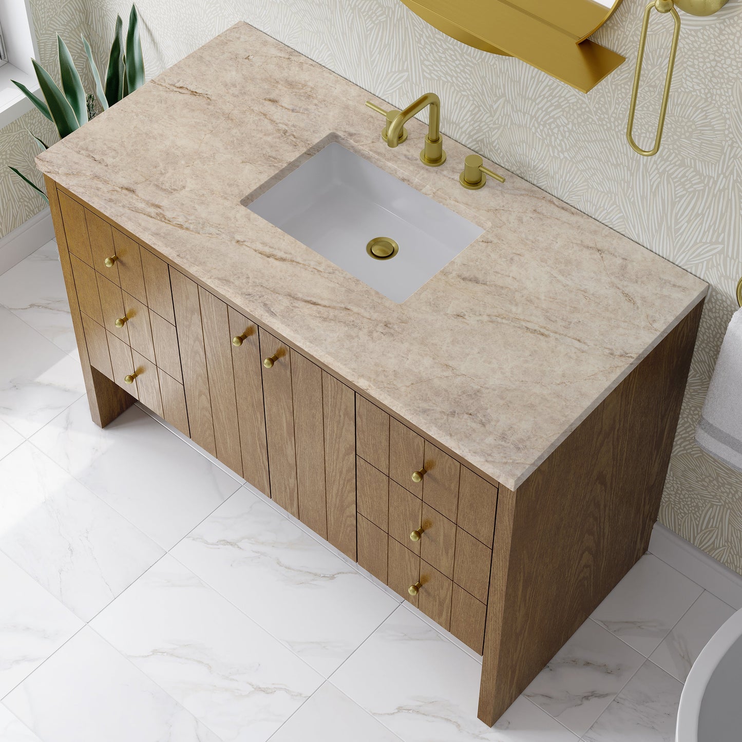 
                  
                    Hudson 48" Single Vanity in Honey Oak Single Bathroom Vanity James Martin Vanities Tajnar Eclos 
                  
                