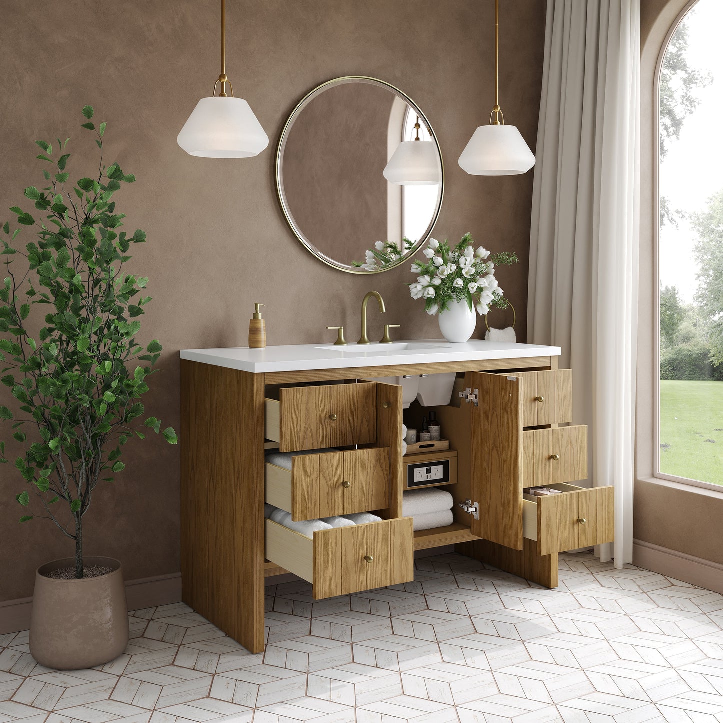 
                  
                    Hudson 48" Single Vanity in Light Natural Oak Single Bathroom Vanity James Martin Vanities 
                  
                
