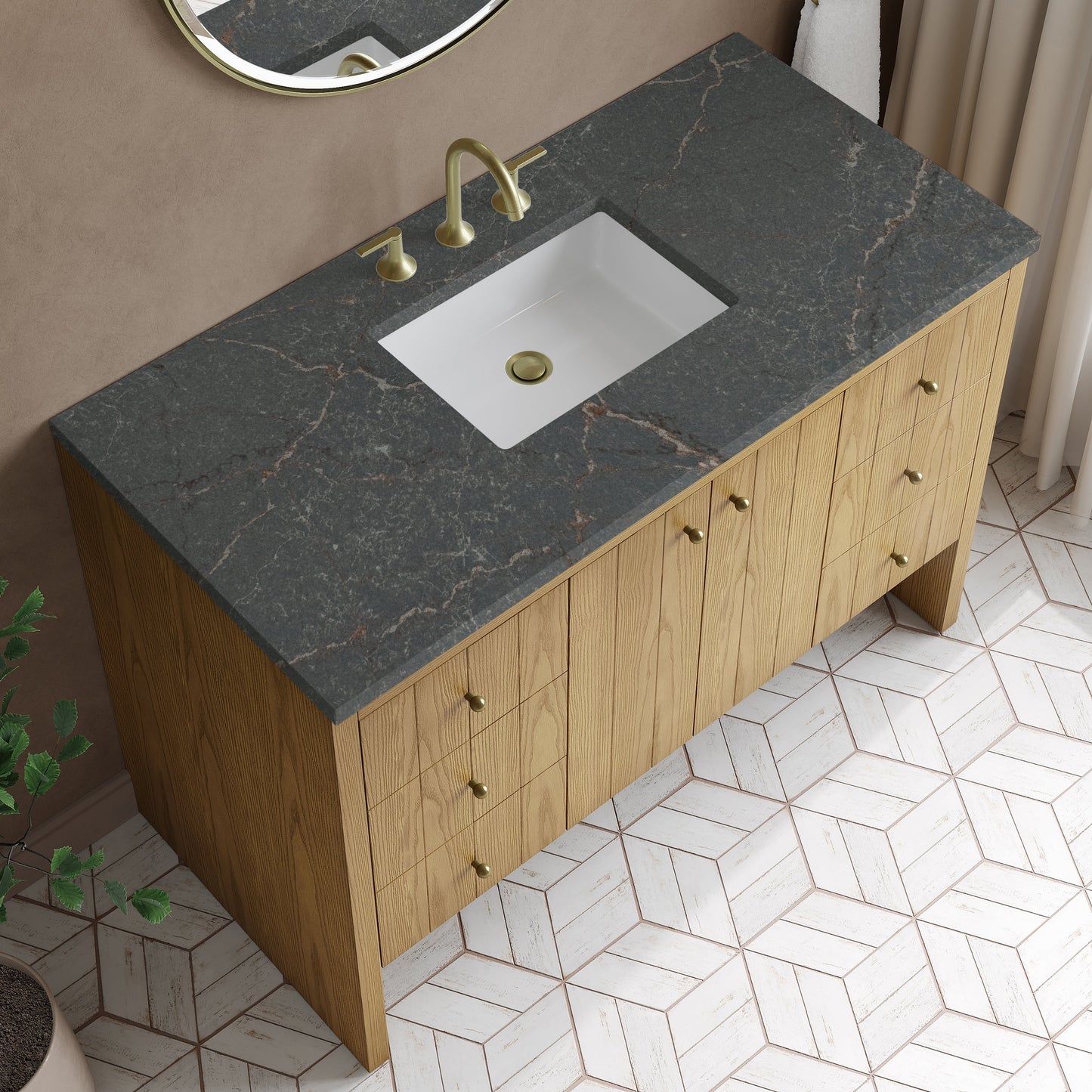 
                  
                    Hudson 48" Single Vanity in Light Natural Oak Single Bathroom Vanity James Martin Vanities Parisien Bleu Silestone 
                  
                