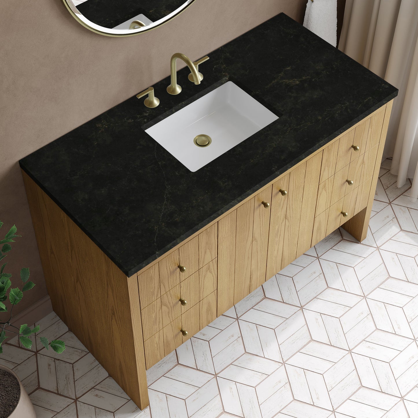 
                  
                    Hudson 48" Single Vanity in Light Natural Oak Single Bathroom Vanity James Martin Vanities Phantome Eclos 
                  
                