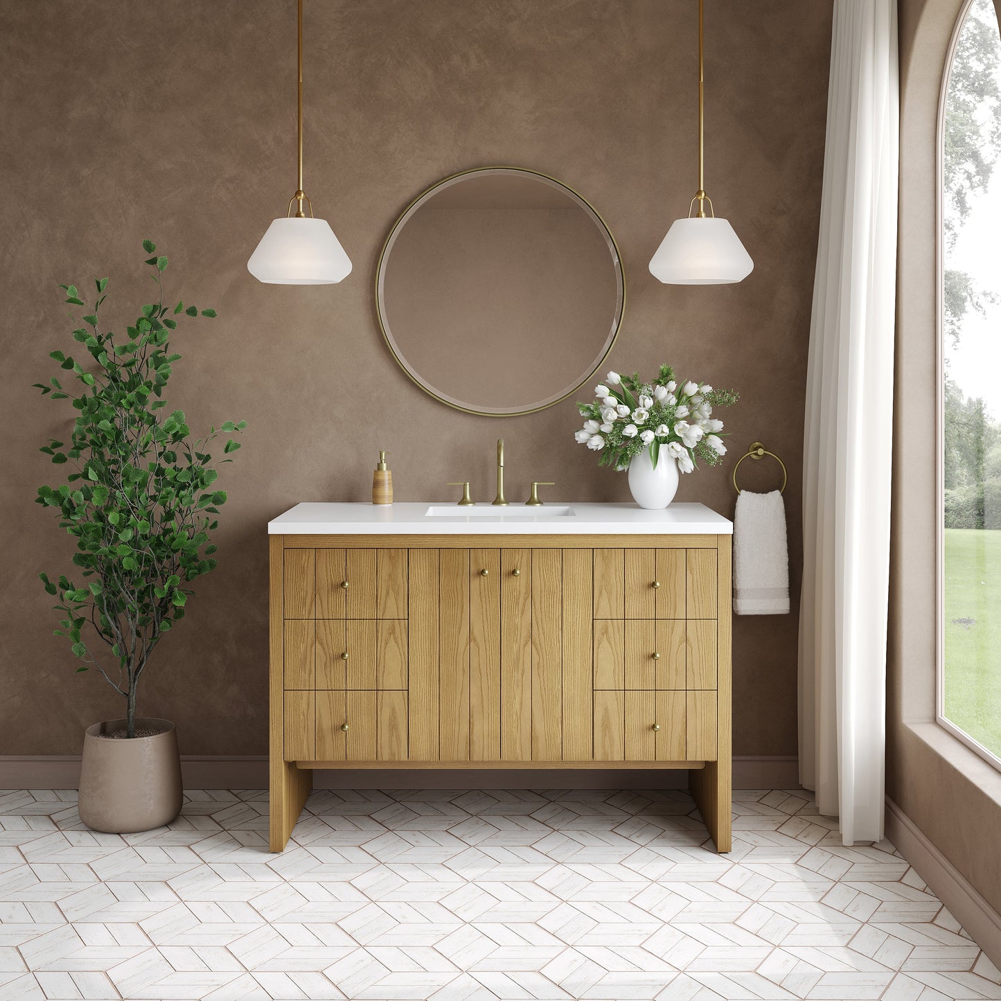 Hudson 48" Single Vanity in Light Natural Oak Single Bathroom Vanity James Martin Vanities Select Your Top 