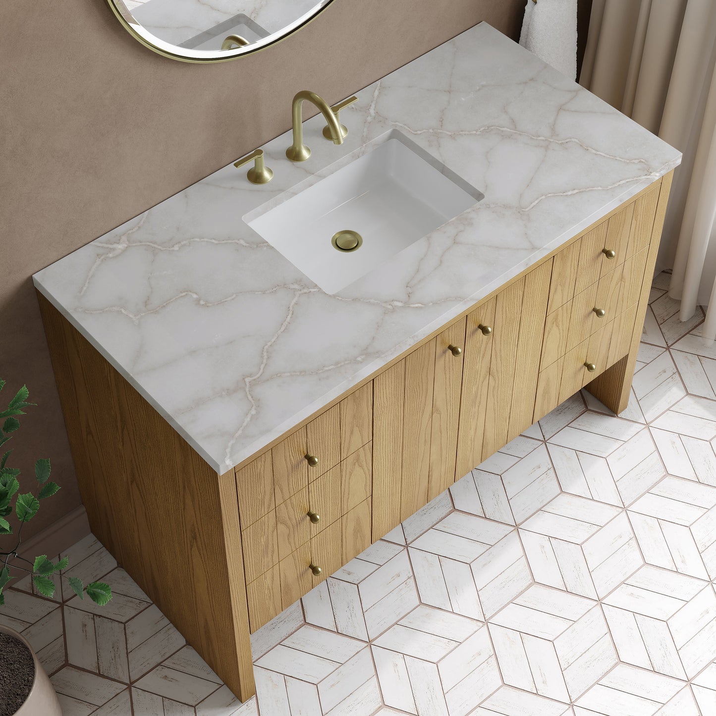 
                  
                    Hudson 48" Single Vanity in Light Natural Oak Single Bathroom Vanity James Martin Vanities Victorian Silver Silestone 
                  
                