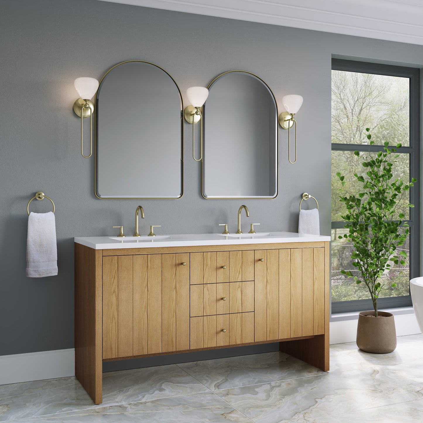 
                  
                    Hudson 60" Double Vanity in Light Natural Oak Double Bathroom Vanity James Martin Vanities 
                  
                