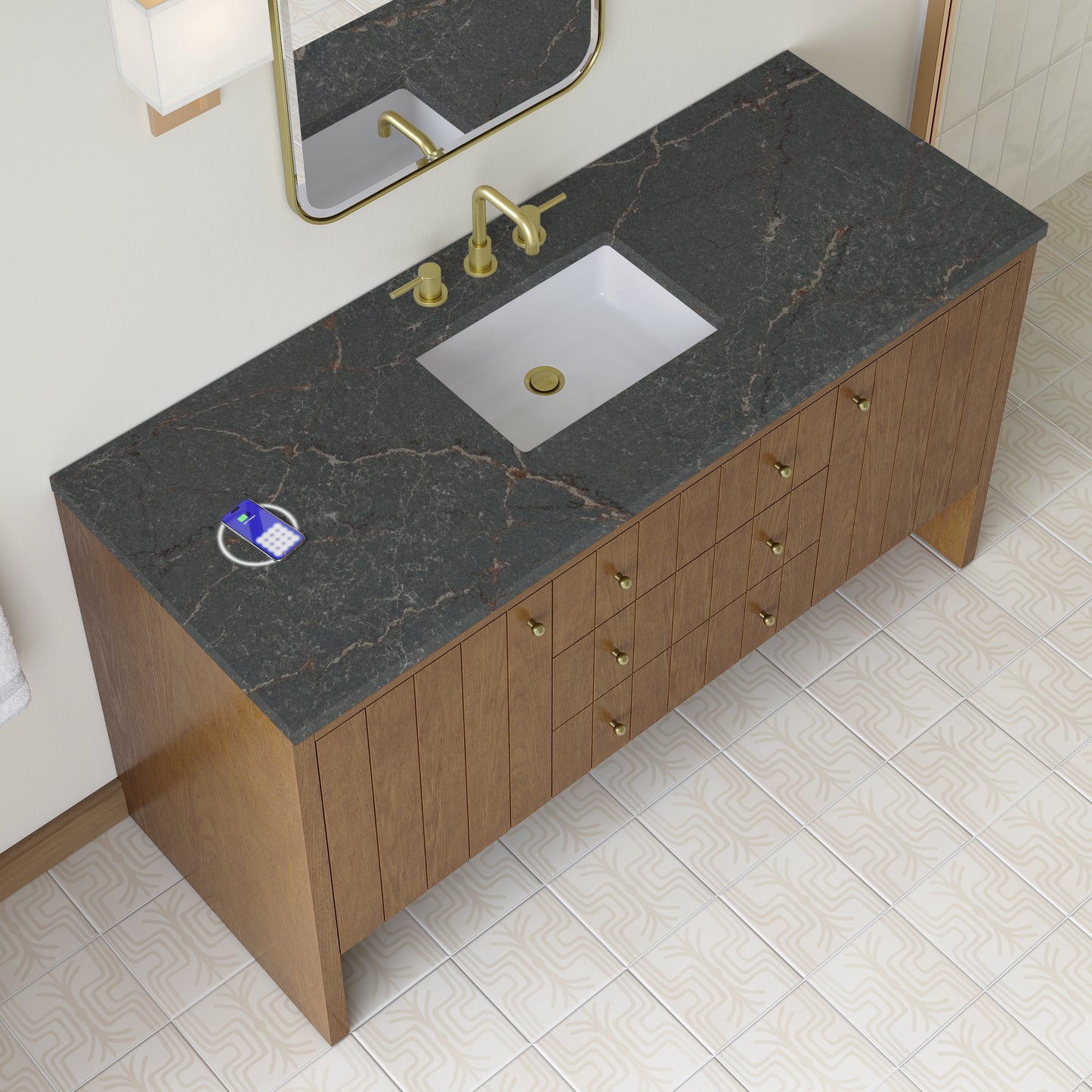 
                  
                    Hudson 60" Single Vanity in Honey Oak Double Bathroom Vanity James Martin Vanities FreePower-Enabled Parisien Bleu Silestone 
                  
                