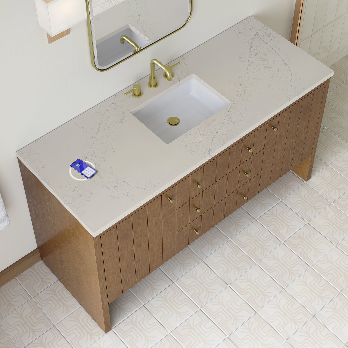 
                  
                    Hudson 60" Single Vanity in Honey Oak Double Bathroom Vanity James Martin Vanities FreePower-Enabled Siberian Silestone 
                  
                