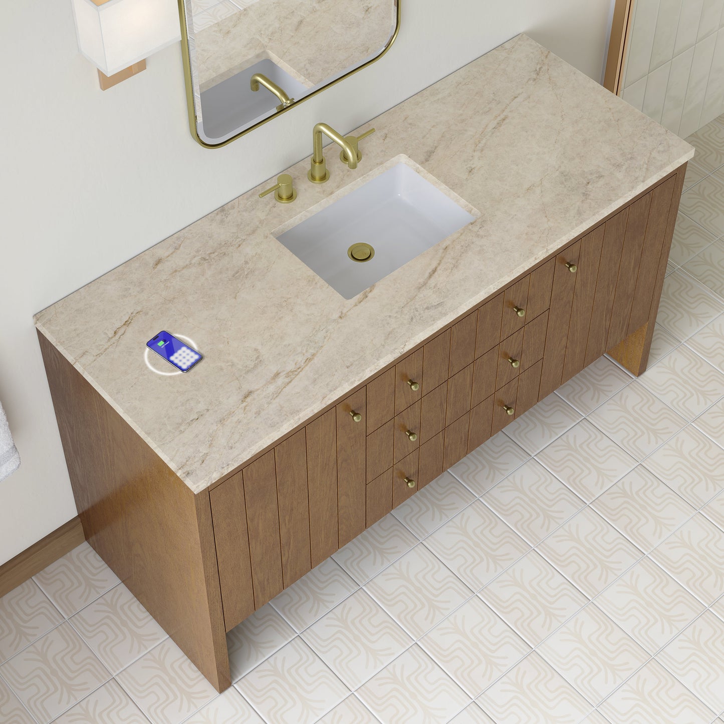 
                  
                    Hudson 60" Single Vanity in Honey Oak Double Bathroom Vanity James Martin Vanities FreePower-Enabled Tajnar Eclos 
                  
                