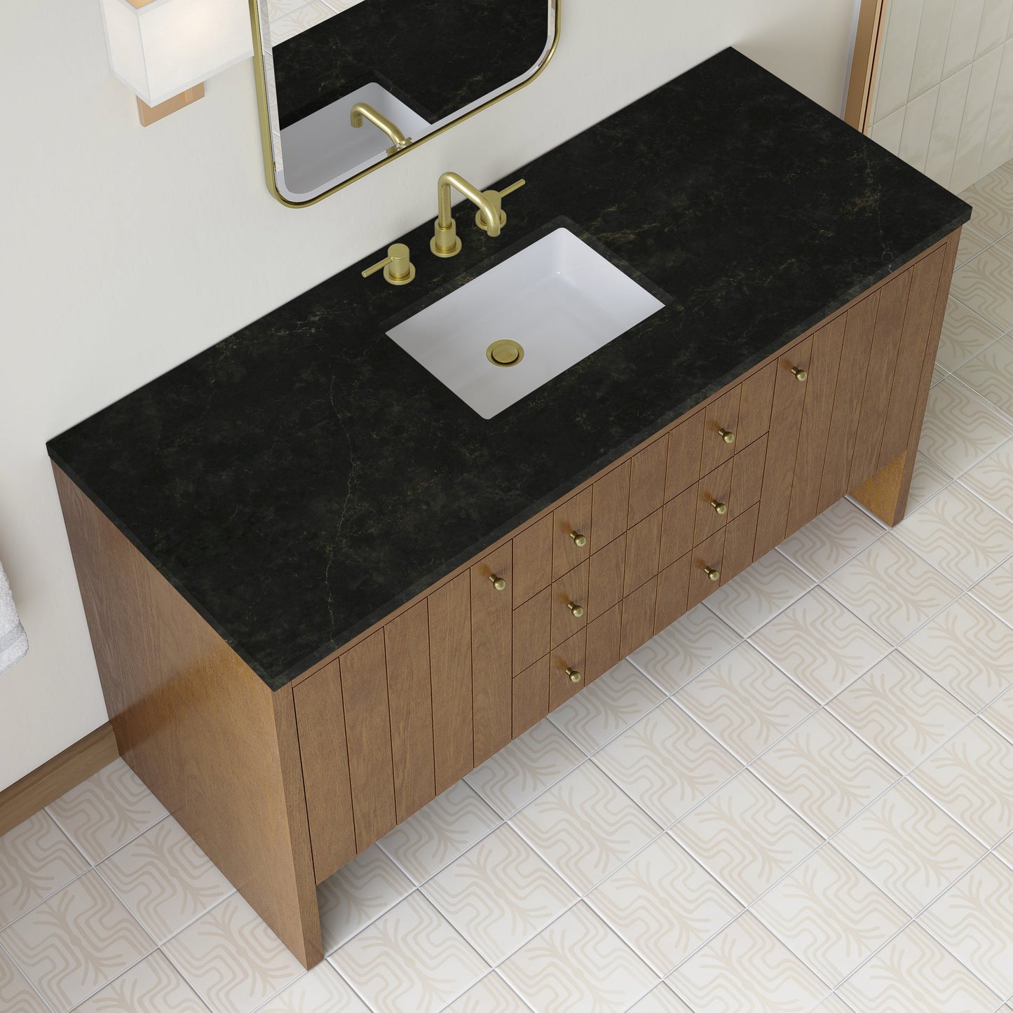 
                  
                    Hudson 60" Single Vanity in Honey Oak Double Bathroom Vanity James Martin Vanities Phantome Eclos 
                  
                