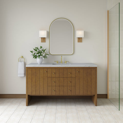 Hudson 60" Single Vanity in Honey Oak Double Bathroom Vanity James Martin Vanities Select a Top 