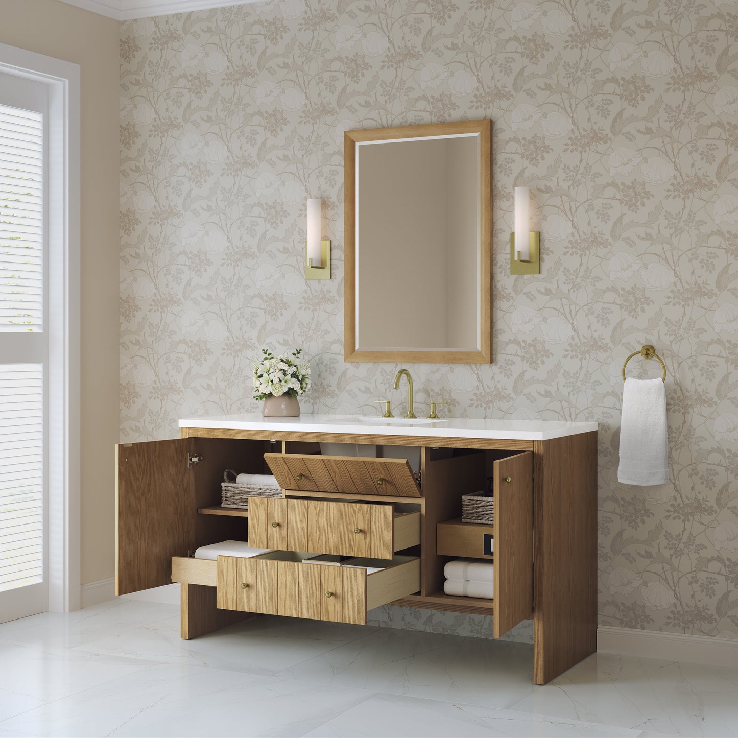
                  
                    Hudson 60" Single Vanity in Light Natural Oak Double Bathroom Vanity James Martin Vanities 
                  
                
