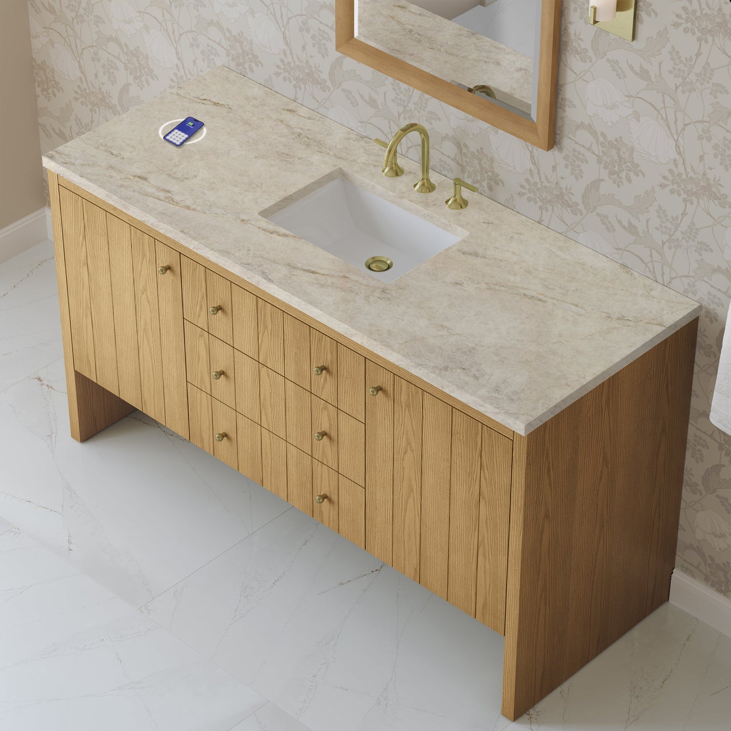 
                  
                    Hudson 60" Single Vanity in Light Natural Oak Double Bathroom Vanity James Martin Vanities FreePower-Enabled Tajnar Eclos 
                  
                