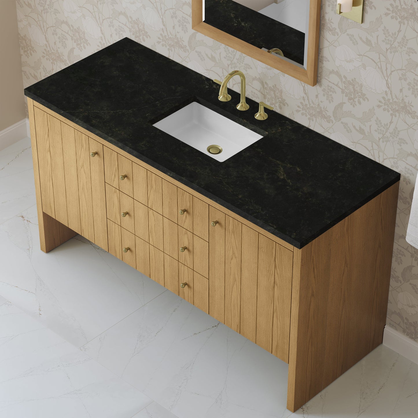 
                  
                    Hudson 60" Single Vanity in Light Natural Oak Double Bathroom Vanity James Martin Vanities Phantome Eclos 
                  
                