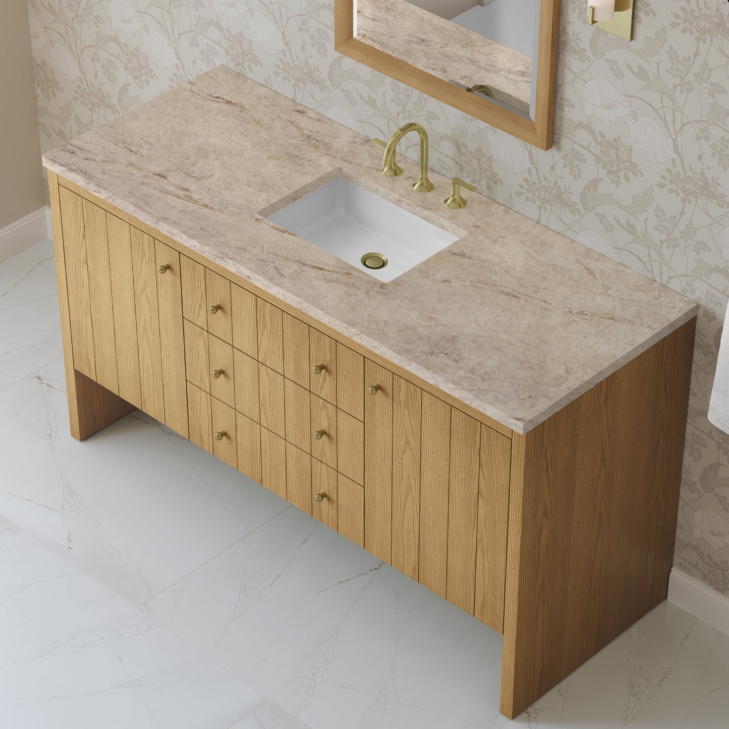 
                  
                    Hudson 60" Single Vanity in Light Natural Oak Double Bathroom Vanity James Martin Vanities Tajnar Eclos 
                  
                