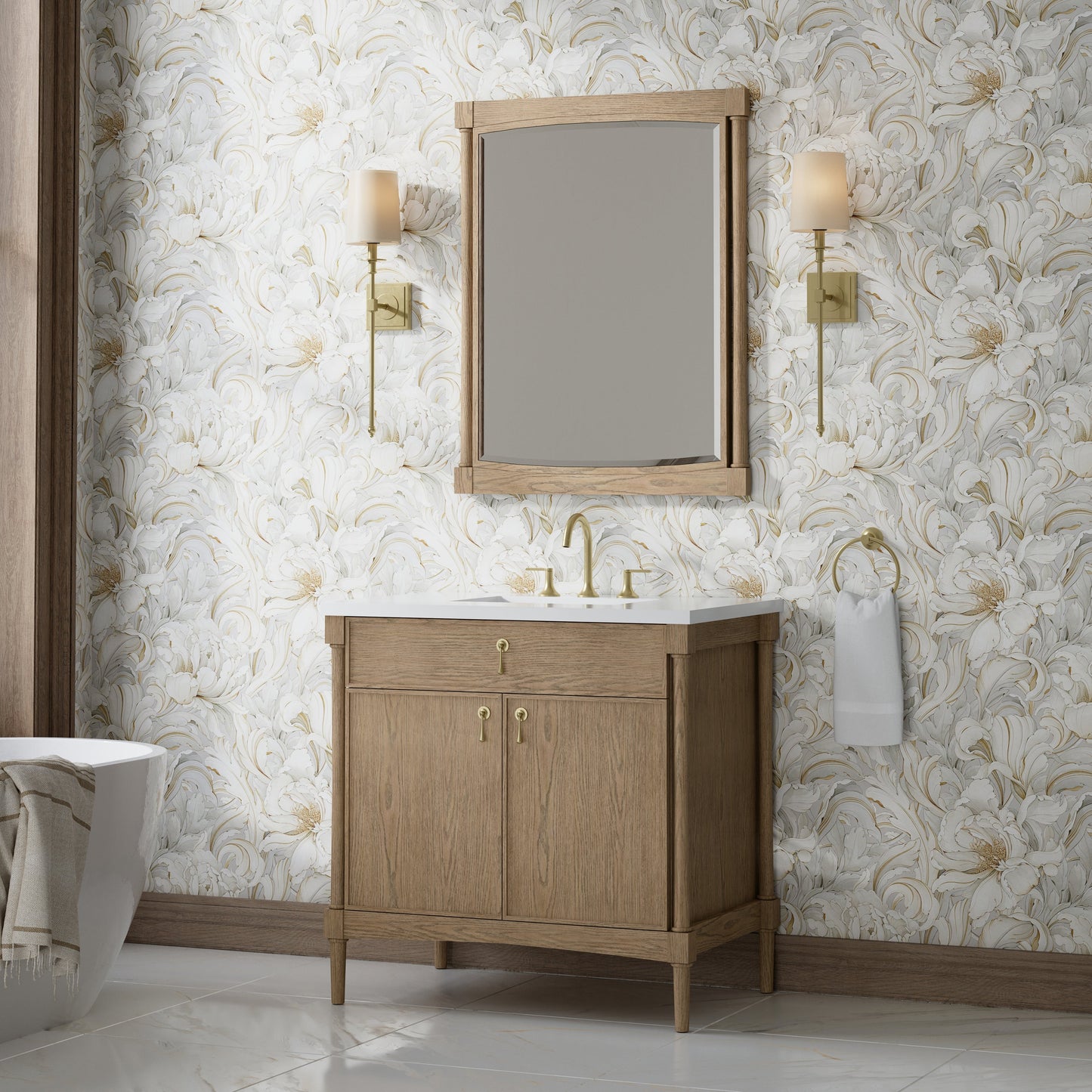 
                  
                    Kinnsden 30" Mirror in Weathered Oak Mirror James Martin Vanities 
                  
                