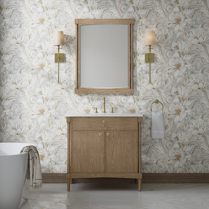 Kinnsden 36" Single Vanity in Weathered Oak James Martin Vanities 