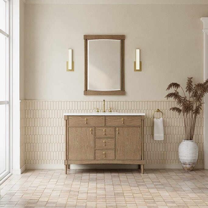 Kinnsden 48" Single Vanity in Weathered Oak Single Bathroom Vanity James Martin Vanities 