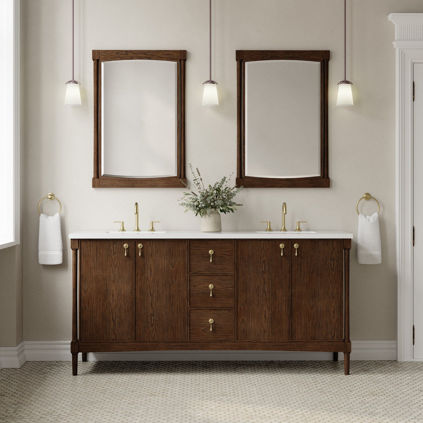 Kinnsden 72" Double Vanity in Sable Oak Single Bathroom Vanity James Martin Vanities 