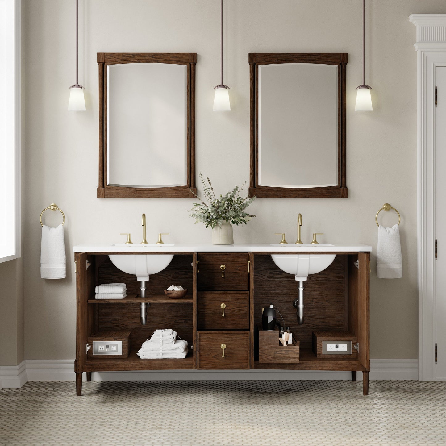 
                  
                    Kinnsden 72" Double Vanity in Sable Oak Single Bathroom Vanity James Martin Vanities 
                  
                