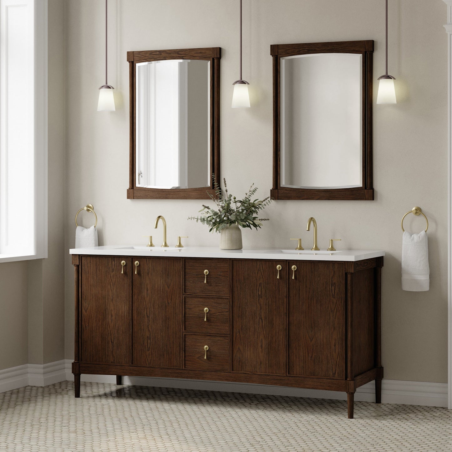 
                  
                    Kinnsden 72" Double Vanity in Sable Oak Single Bathroom Vanity James Martin Vanities 
                  
                