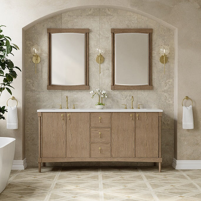 Kinnsden 72" Double Vanity in Weathered Oak Single Bathroom Vanity James Martin Vanities 