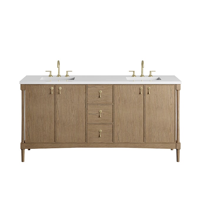 Kinnsden 72" Double Vanity in Weathered Oak Single Bathroom Vanity James Martin Vanities 