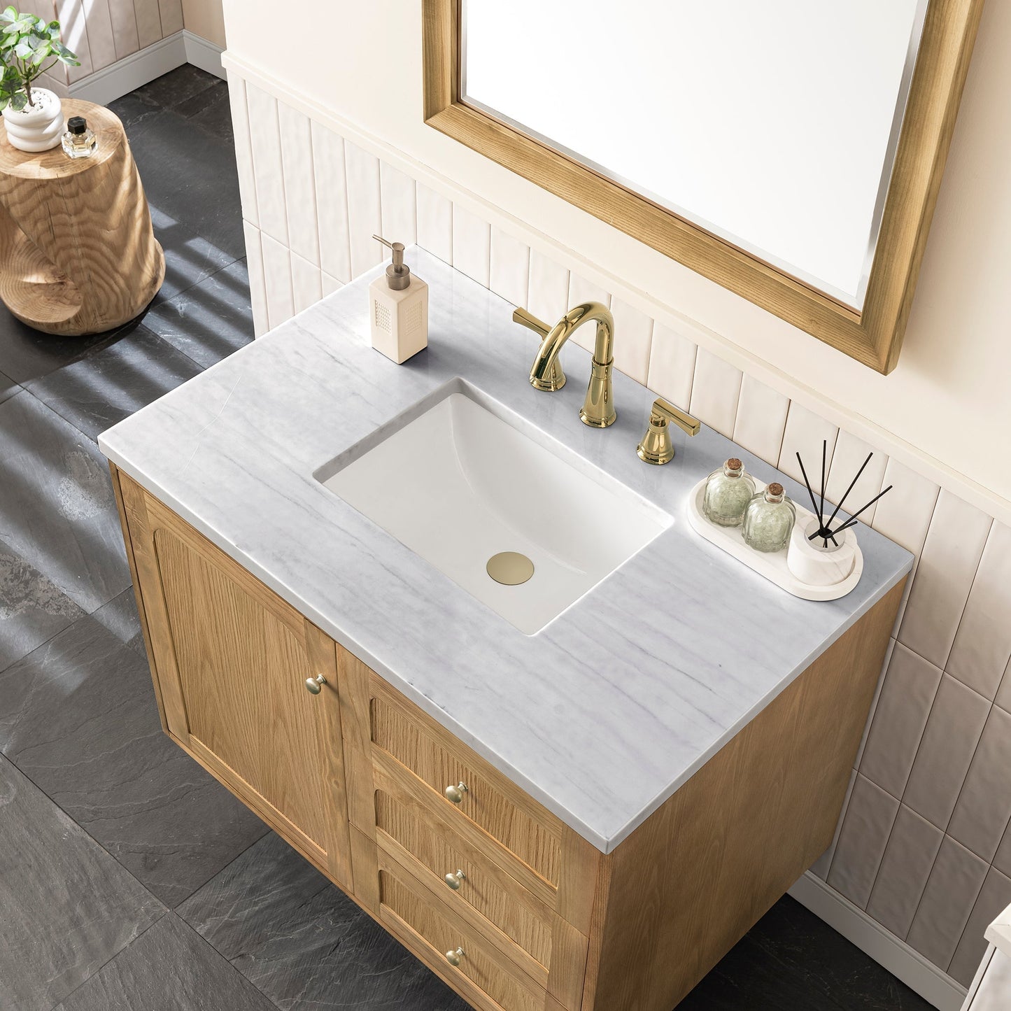 
                  
                    Laurent 36" Single Vanity in Light Natural Oak Single Bathroom Vanity James Martin Vanities Arctic Fall Solid Surface 
                  
                